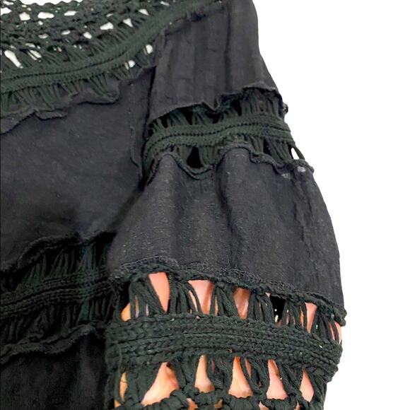 Vivid Importers Of New York Black Lace/Crochet Open Weave Boho Tunic/Coverup, SM - Picture 5 of 10